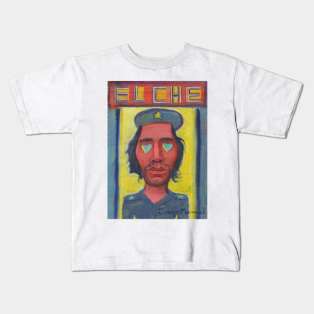 El Che with hearts Kids T-Shirt by diegomanuel